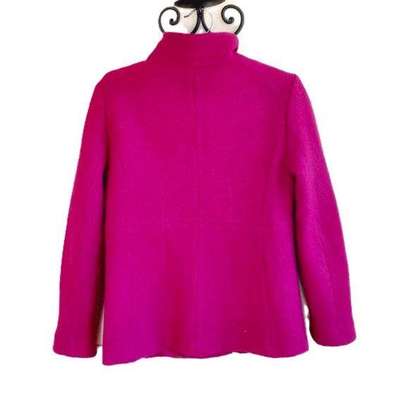 Lands End Boiled Wool Pea Coat Fuchsia Magenta 4P - Picture 6 of 11
